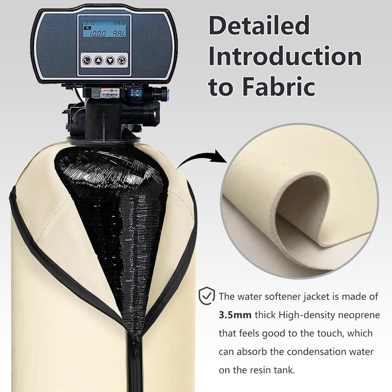 Bitubi Water Softener Neoprene Sweat Jacket, Outdoor Water Softener and Filter Tank Cover to Prevent Sweating, Water Softener Insulated Cover (9x48, Beige) - Image 2